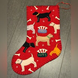 Festive Red Dog Pattern Holiday Stocking